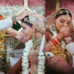 Beautiful bride in red lehenga, Kajal wedding pictures out