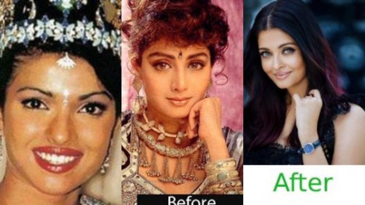 Were they like this in the past?  Seven Bollywood superheroes before and after cosmetic surgery