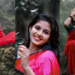 Pinkili, who did not sing, was mesmerized by the pictures in the red sari