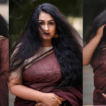Kavitha Nair in a bold look with a sari.  Images are viral
