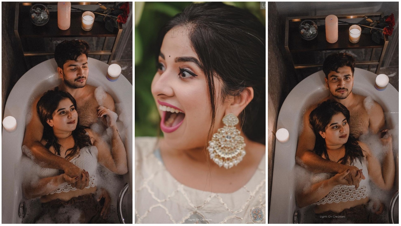 Aparna and Jeeva not only eat and sleep but also take a bath - Bathtub Photoshoot