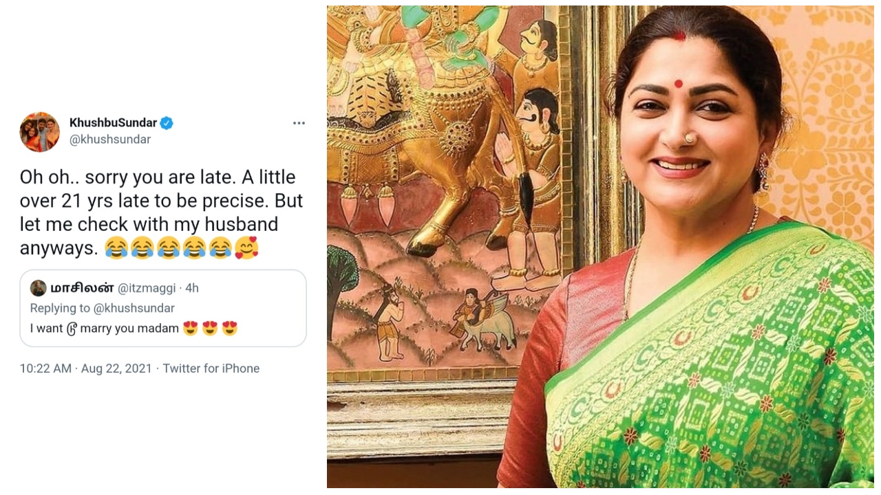 I want to marry you madam - Did you see Khushboo's scathing reply to the fan who said this?