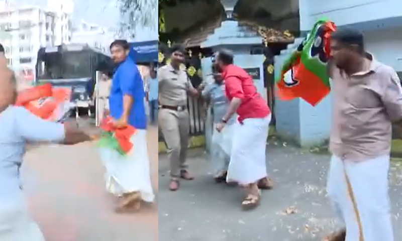 R.  The march to Bindu's residence reached V Sivankutty's residence;  Yuva Morcha activists caught up in a mistake