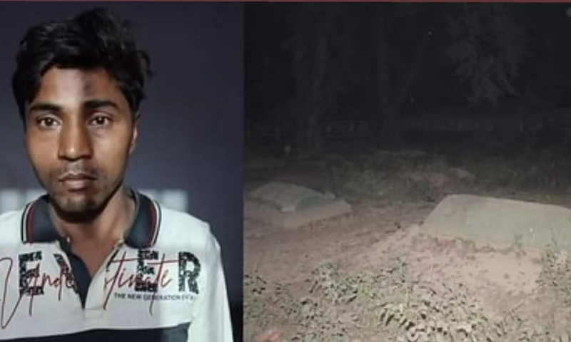 The grave of a five-year-old girl who died two days ago was dug up and her body was taken out;  The young man slept with the dead body, what a shocking incident