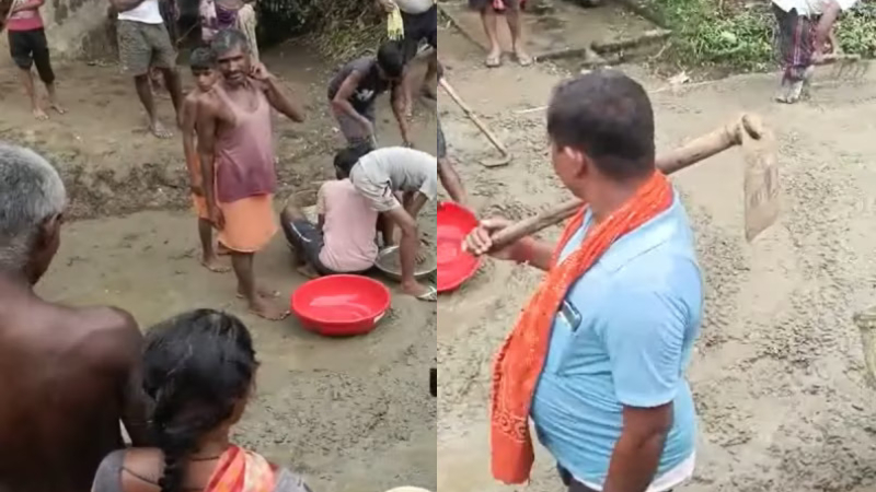 You can see the video of the locals looting the unfinished road