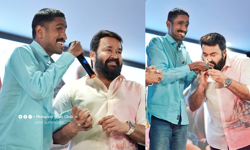 Vishnu, who is visually impaired, touches his beloved star and kisses his hand;  Mohanlal celebrates his victory with a fan by cutting a cake, social media says which other actor has so much connectedness with his fans?