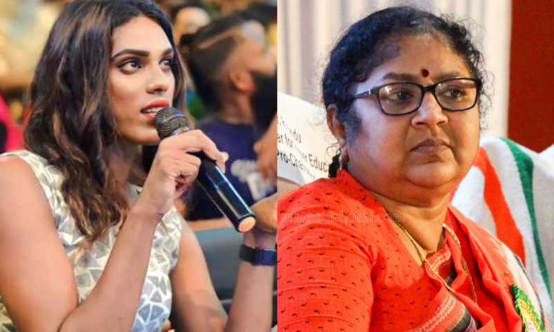 You are again proving to be a colossal failure as a minister;  Transgender dancer Sanjana Chandran criticizes minister R Bindu