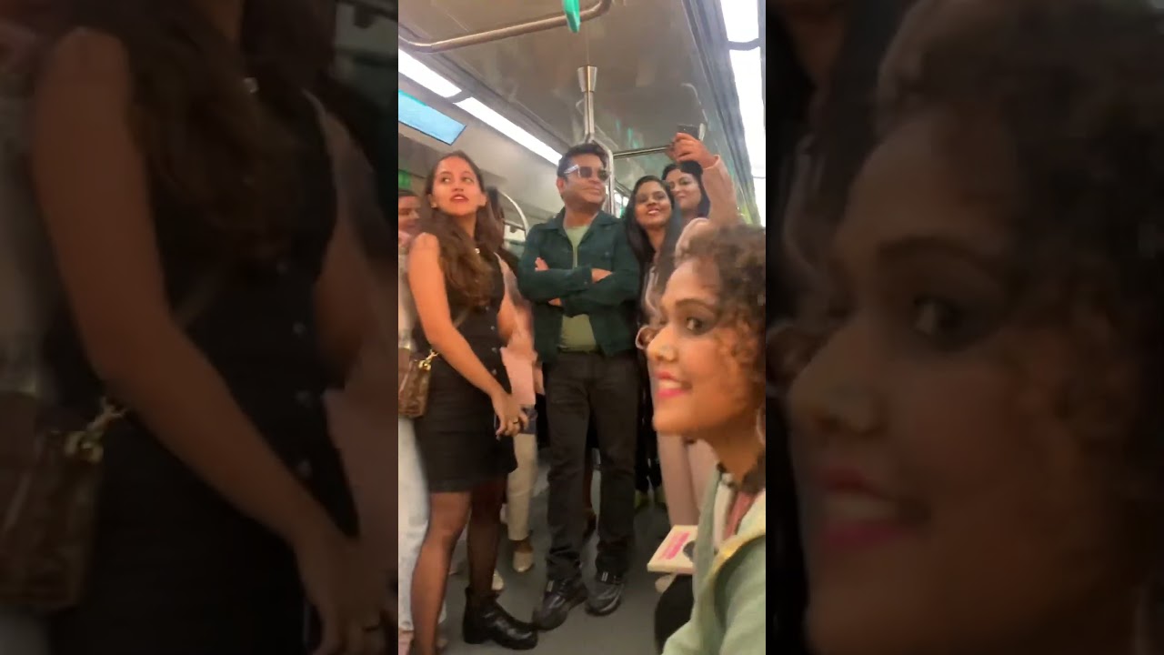 AR Rahman in Kochi metro as part of the shoot of Aadujeetvam