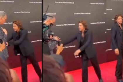 Those who talk about the goodness of Shah Rukh Khan watch this, Shah Rukh grabs an old man and pushes him away, because this is